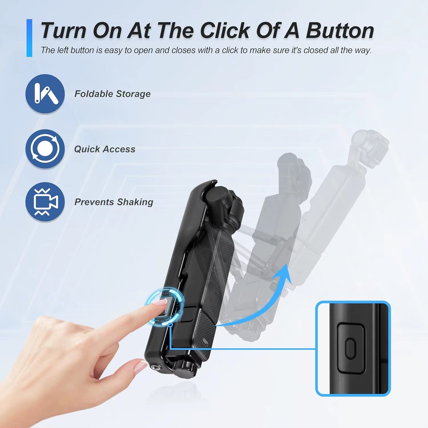 Handheld Stabilizer for Osmo Pocket 3 Handheld Stabilizer Collapsible Z-Axis Shock Absorber Handle Grip Holder Storage Case