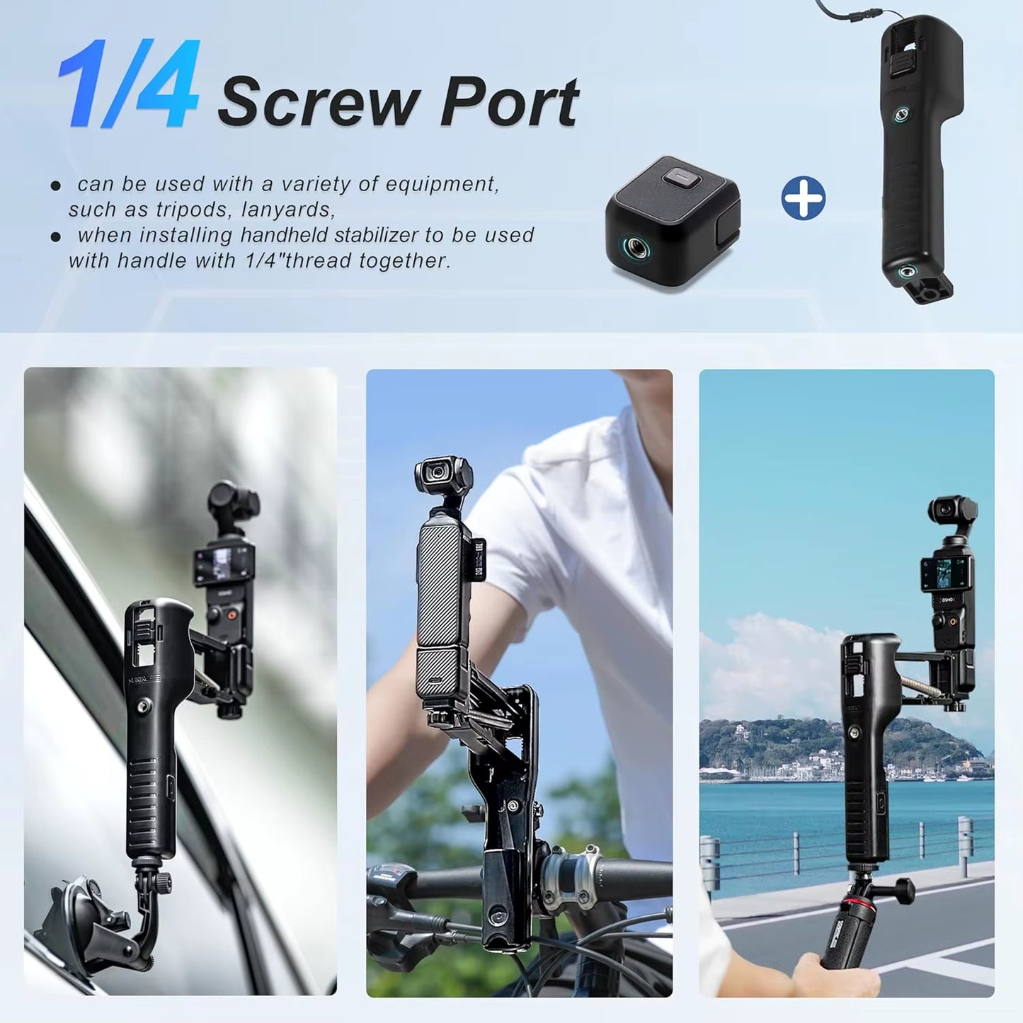 Handheld Stabilizer for Osmo Pocket 3 Handheld Stabilizer Collapsible Z-Axis Shock Absorber Handle Grip Holder Storage Case
