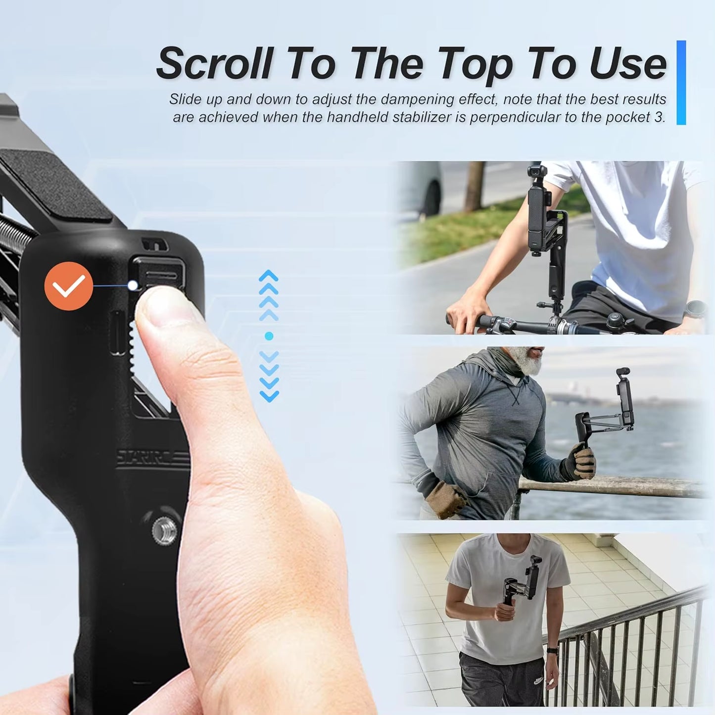 Handheld Stabilizer for Osmo Pocket 3 Handheld Stabilizer Collapsible Z-Axis Shock Absorber Handle Grip Holder Storage Case