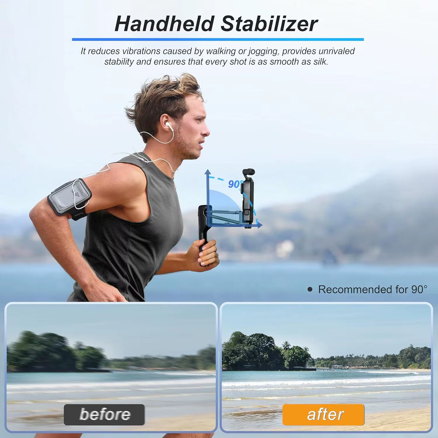 Handheld Stabilizer for Osmo Pocket 3 Handheld Stabilizer Collapsible Z-Axis Shock Absorber Handle Grip Holder Storage Case